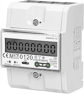 3-Phasen-Stromzähler weiß mit Display mit 1000 IMP/KWH - Energiekosten-Messer um Stromverbrauch zu bestimmen - Messgerät für Verbrauch von Strom für DIN-Schiene