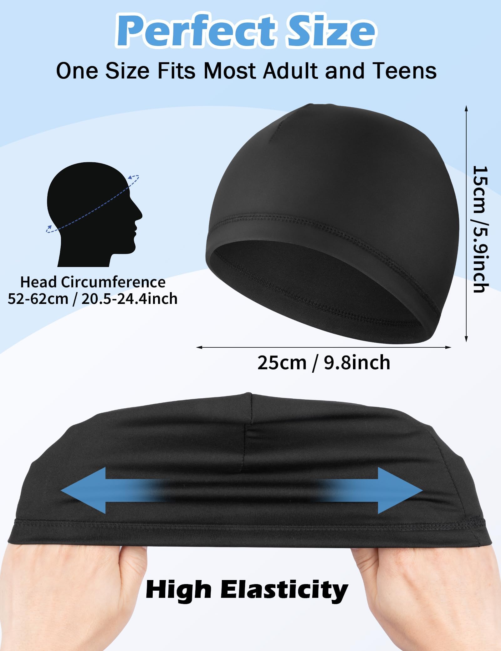MELLIEX 3 Piezas Gorro Transpirable Seda Helada Running Skull Cap Multifuncional para Ciclismo Moto