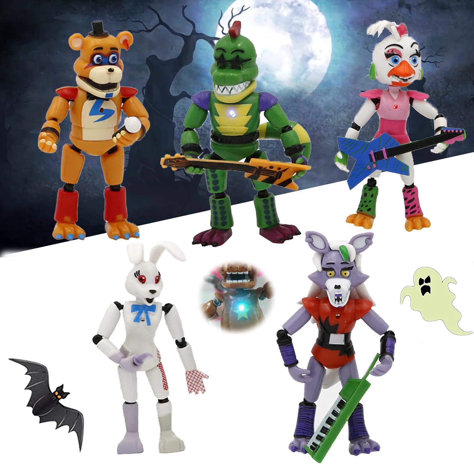 Buy 5Pcs FNAF Security Breach Action Figures,5.9in PVC Luminous
