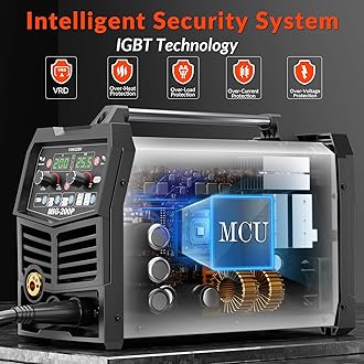 GZ GUOZHI 200A MIG Welder, 7 in 1 Gas MIG/MAG/Gasless Flux Core MIG/Lift TIG/Stick/Spot Welding/Spool Gun Multi-Process Aluminum Mig, Dual Voltage 110V/220V Welding Machine