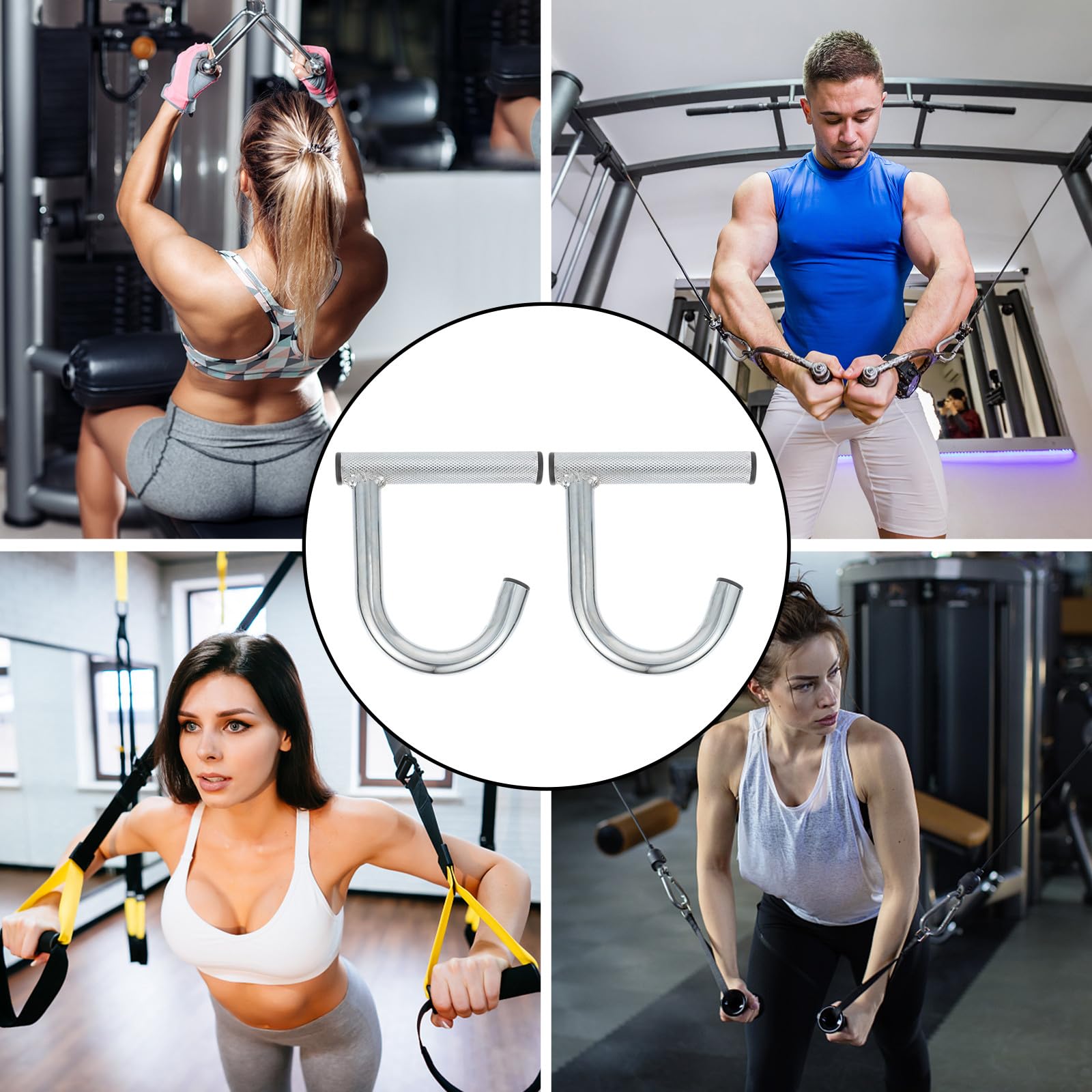 DOITOOL Ganci per Tirare da 2 Pezzi in Acciaio Manico Antiscivolo per Bande Elastiche, Facili da Installare, Accessori Fitness per Casa e Palestra