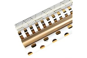 Ribbli White and Gold Gift Wrapping Paper Jumbo Rolls