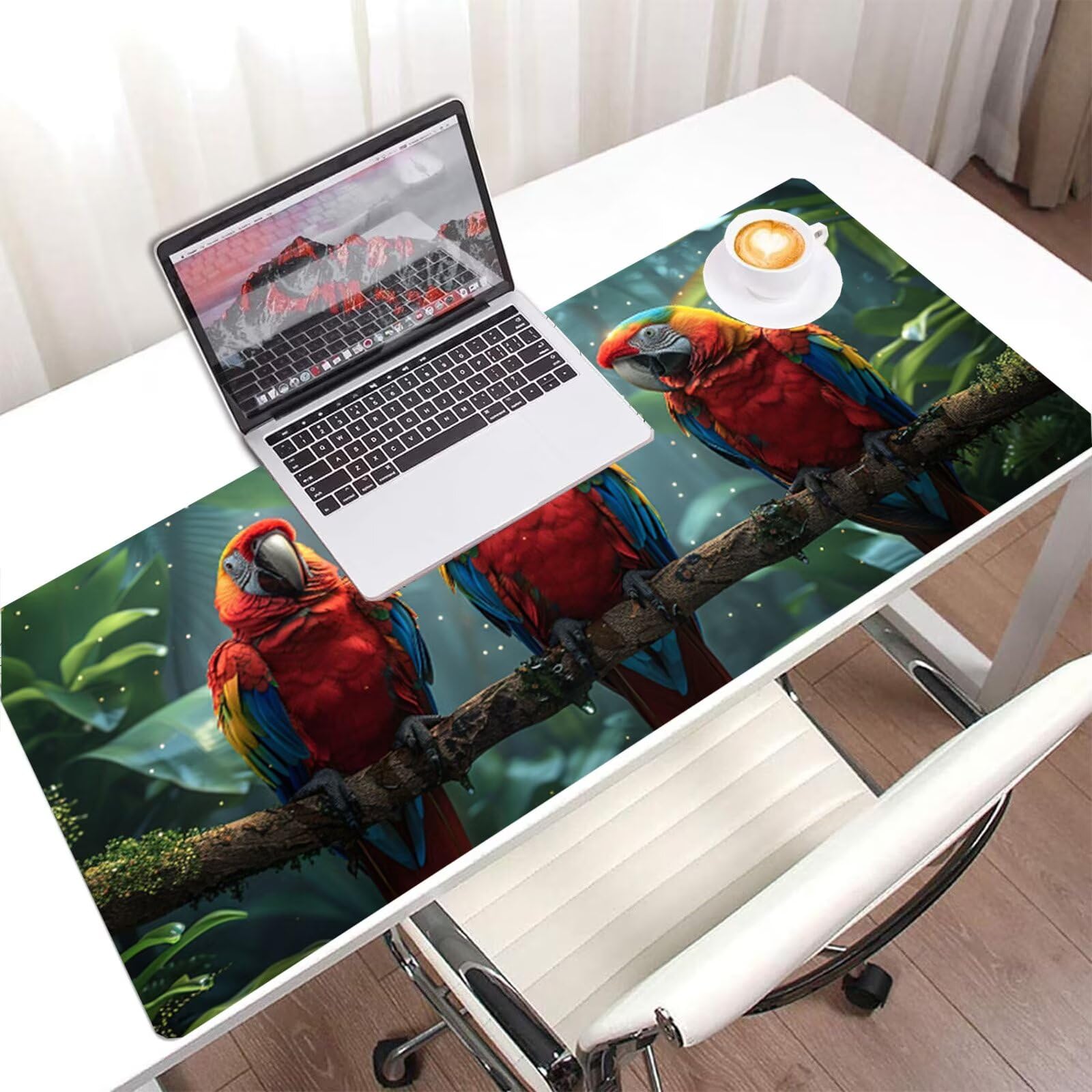 Czerwona podkładka pod mysz XXL 1200x600, podkładka pod mysz pod mysz papuga wodoodporna podkładka, mysz z antypoślizgową podstawą, pod ręką szyte krawędzie, akcesoria do gier, prezent H2-564