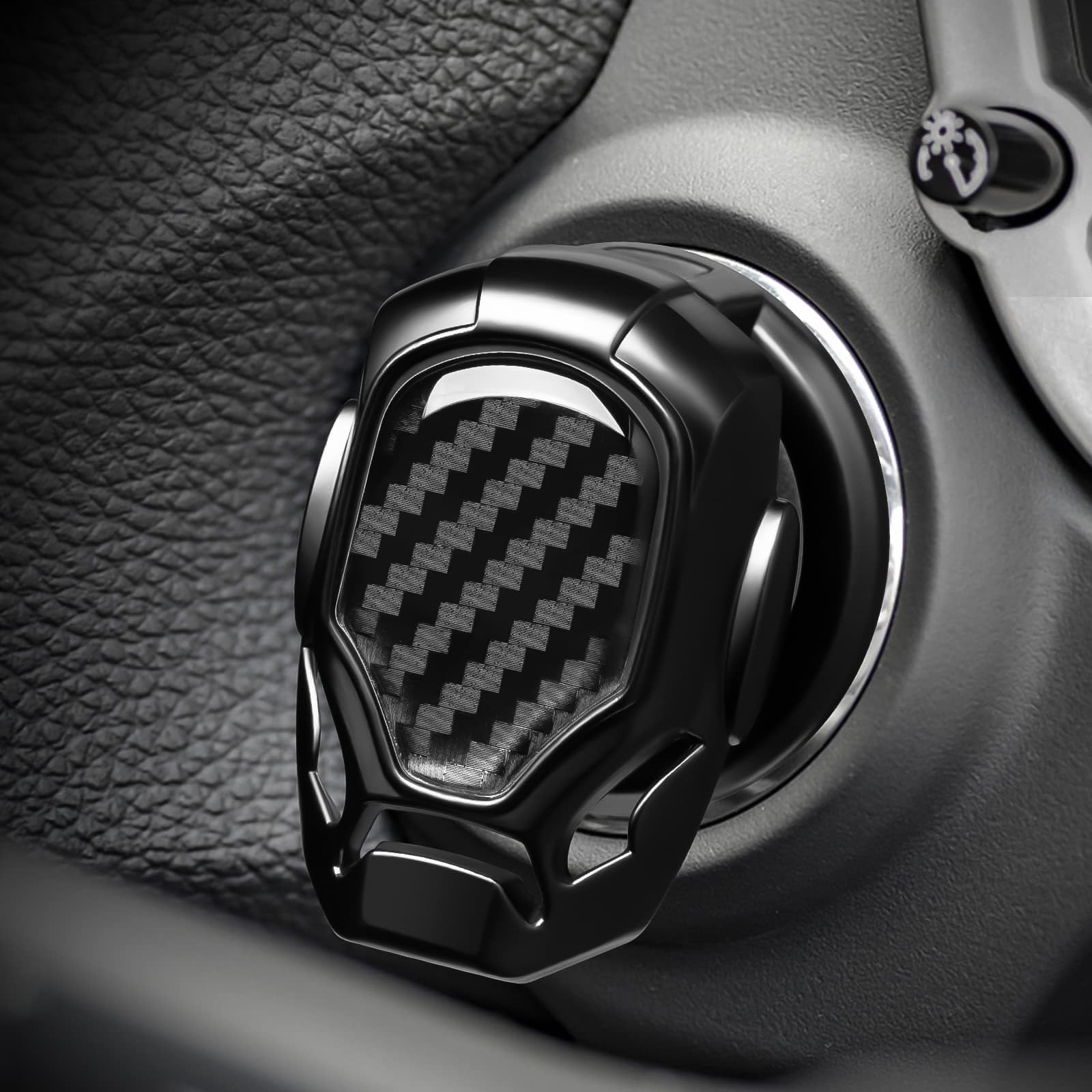 DONDONKA Car Engine Start Stop Button Decorate Cover Push to Start/Stop Button Cover(Black)