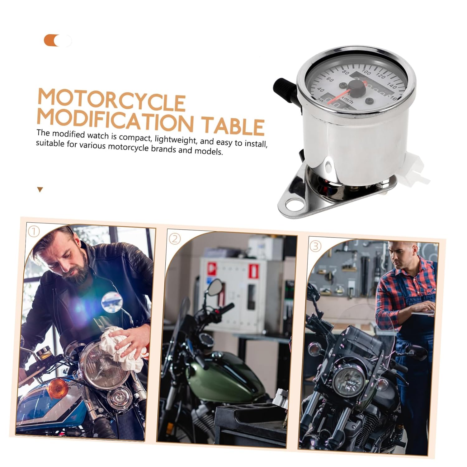 Luxshiny Motorcycle Dual Speedometer Gauge Led Indicators Vintage Design for Enhanced Style and Clarity Easy Installation for Custom Motorbike Upgrades
