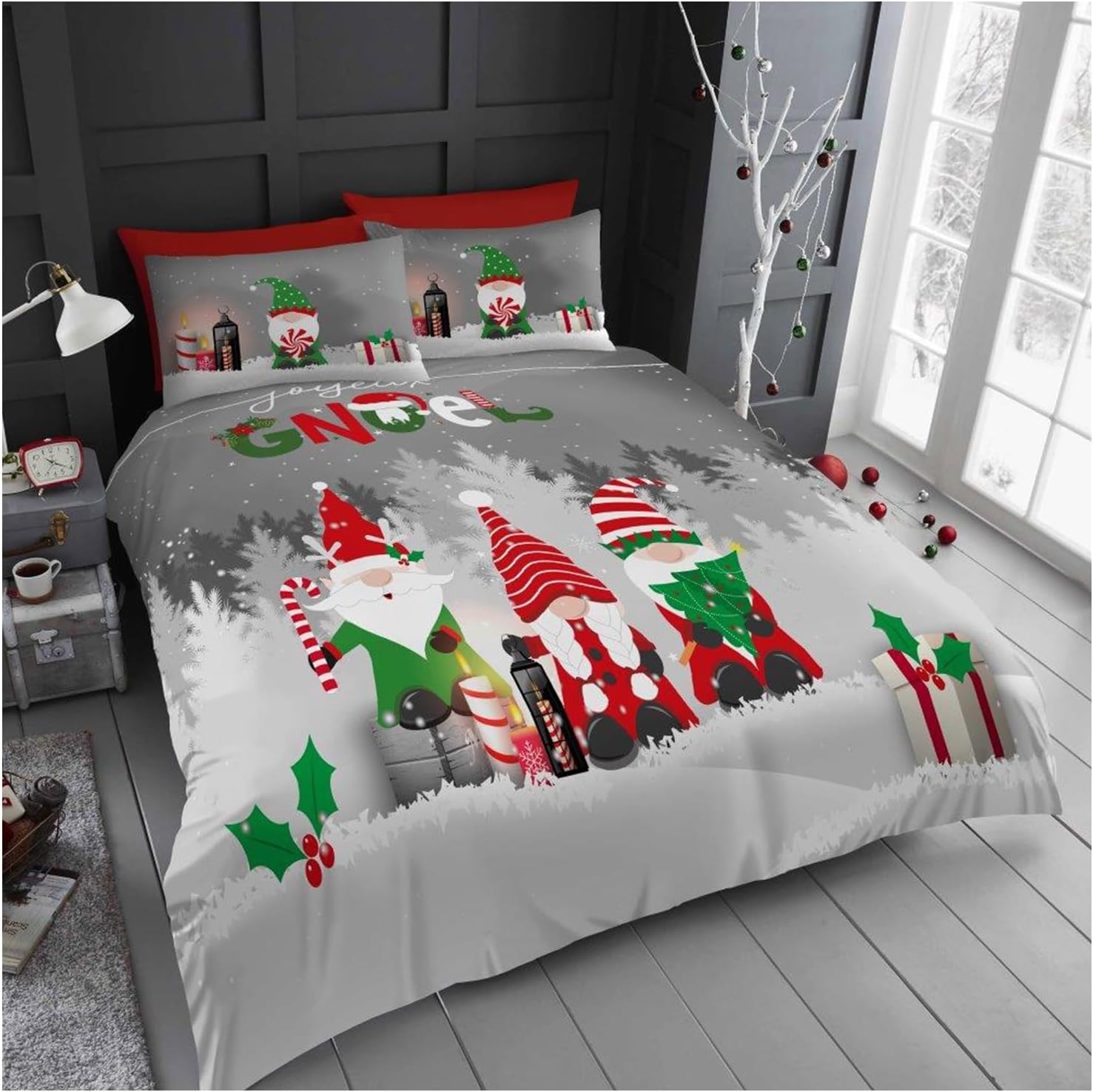 Christmas Joyeux Gnoel Duvet Cover Set Printed Polycotton duvets