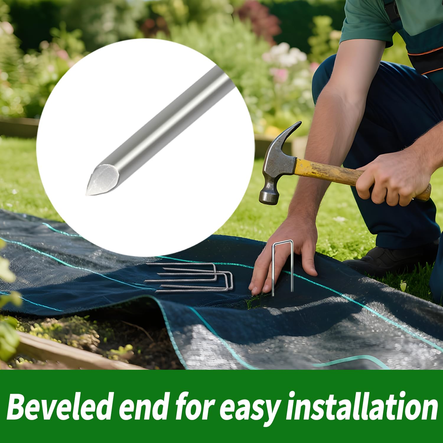 Confezione da 500 picchetti da giardino zincati da 15,2 cm, picchetti antiruggine per barriera contro erbacce, tubi per irrigazione, tessuto paesaggistico, prato da cortile