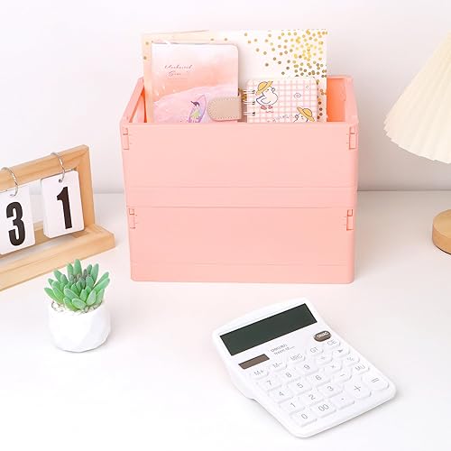 Miniatura 6 de Sondeng Cajas plegables de plástico para almacenamiento, organizadores de escritorio y almacenamiento, cesta de almacenamiento apilable, bonita
