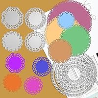 Vista 7 de Juego de 2 troqueles de flores para hacer tarjetas, 9 troqueles de corte de metal, troqueles circulares de encaje, troqueladores para manualidades