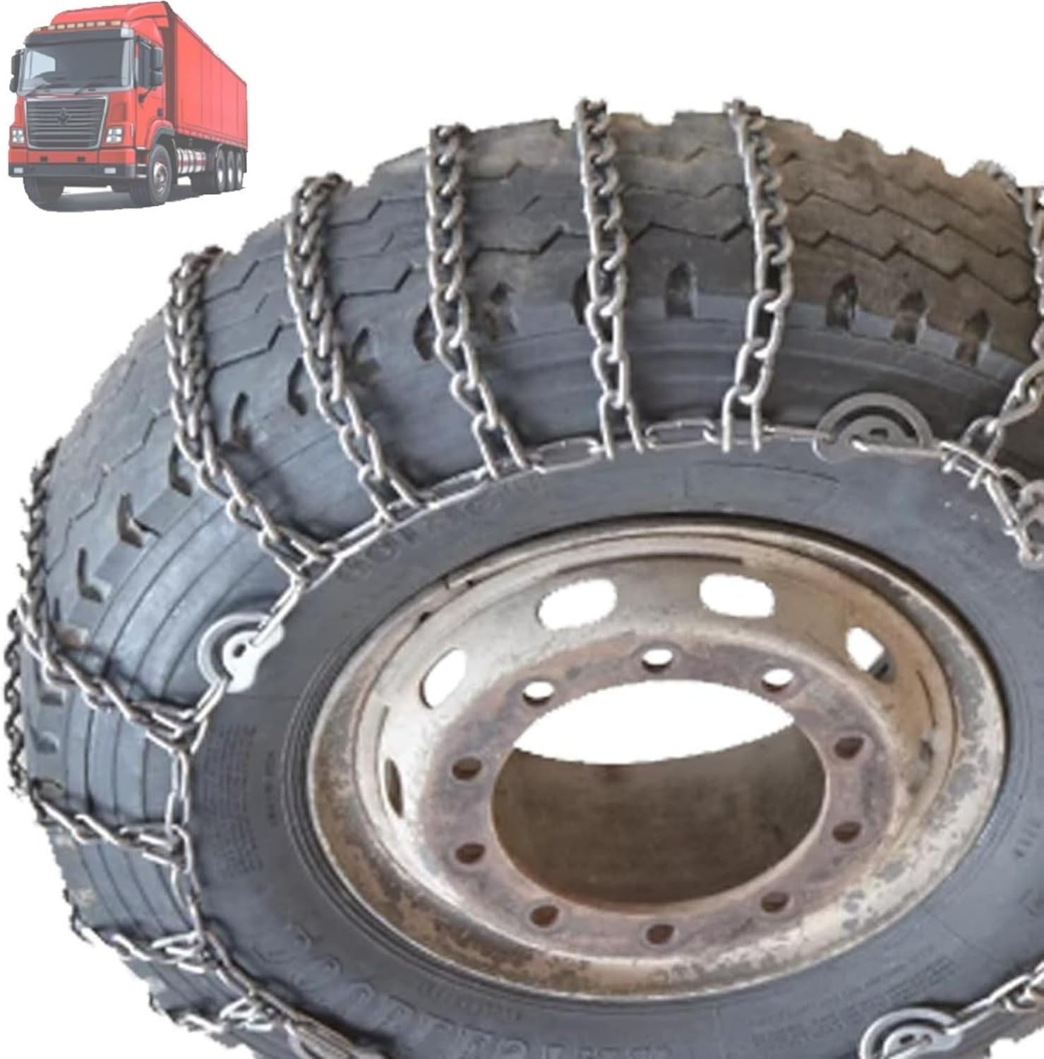 2pcs 9mm Heavy Duty Snow Tire Chains for Suv Pickup Trucks and AVT Traction Chains Manganese Skid Design for Snow and Mud Reliable Grip 6.00-14 2pcs 11R22.5