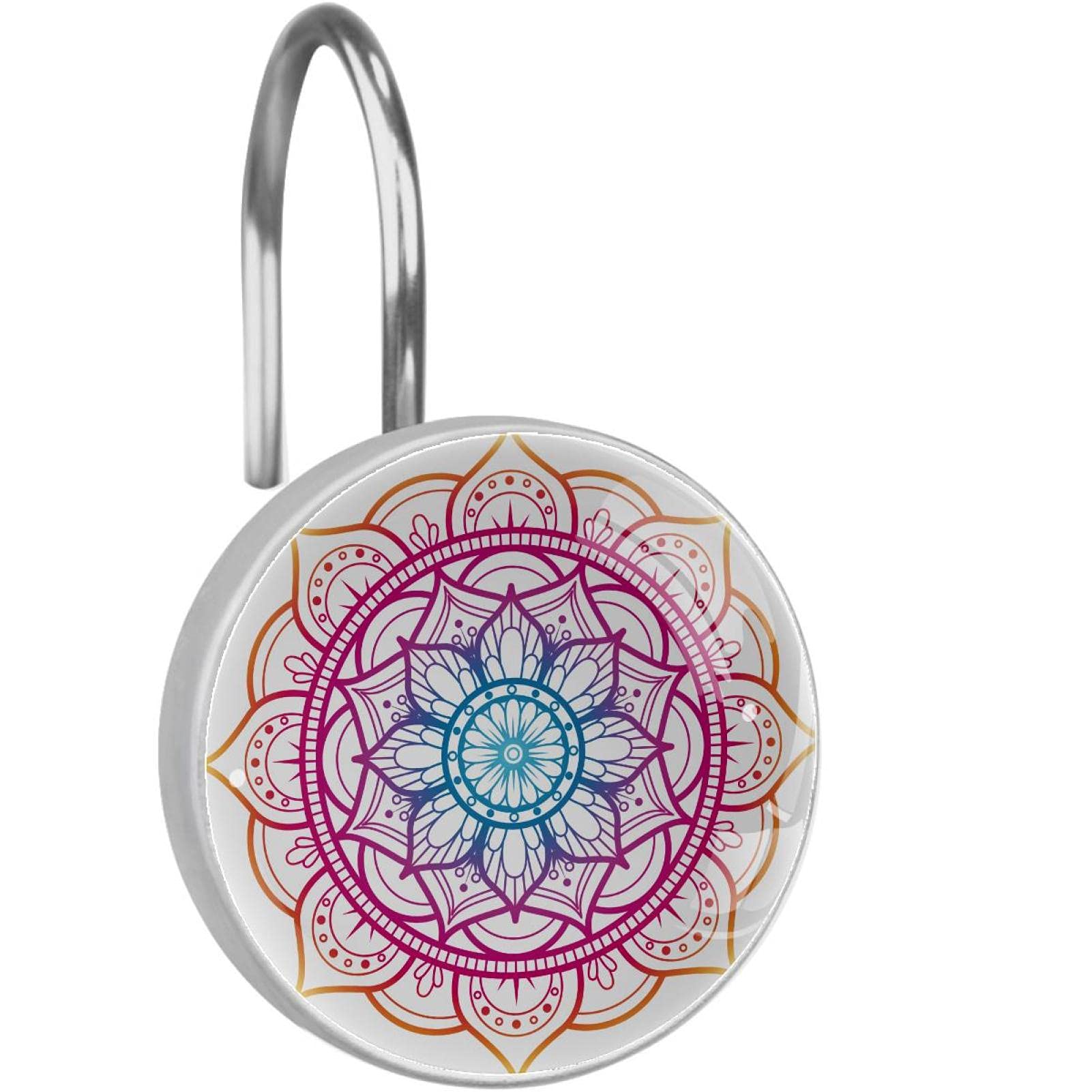 Crochets de rideau de douche en métal inoxydable lot de 12 avec motif géométrique chic