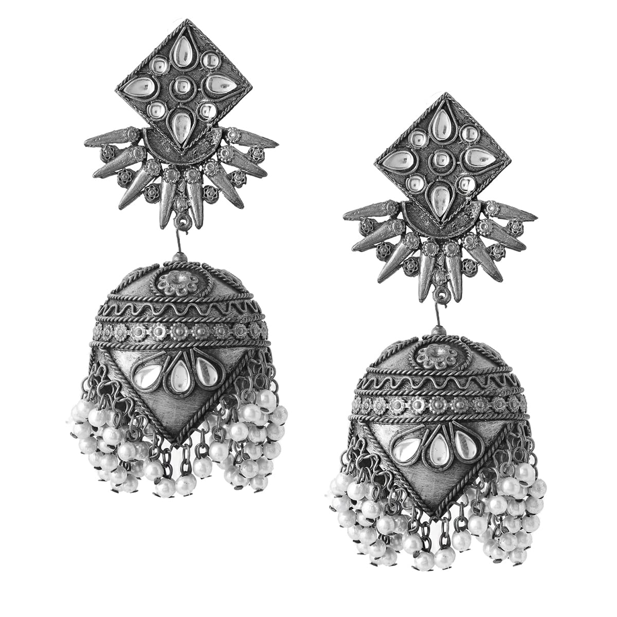 Kairangi Earrings for Women and Girls Traditional Silver Oxidised Jhumka Earrings | German Silver Big Jhumki Earrings | Birthday Gift For girls and women Anniversary Gift for Wife (B0CJ932HHC) Amazon Price History, Amazon Price Tracker