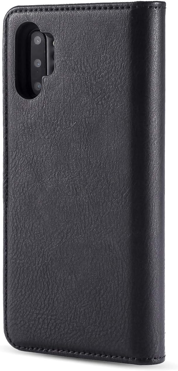 Asuwish Phone Case for Samsung Galaxy Note 10 5G Wallet Magnetic Detachable Cell Cover with Tempered Glass Screen Protector Flip Card Holder Slot Note10 Notes 10s Ten Not S10 Women Men Girls Black