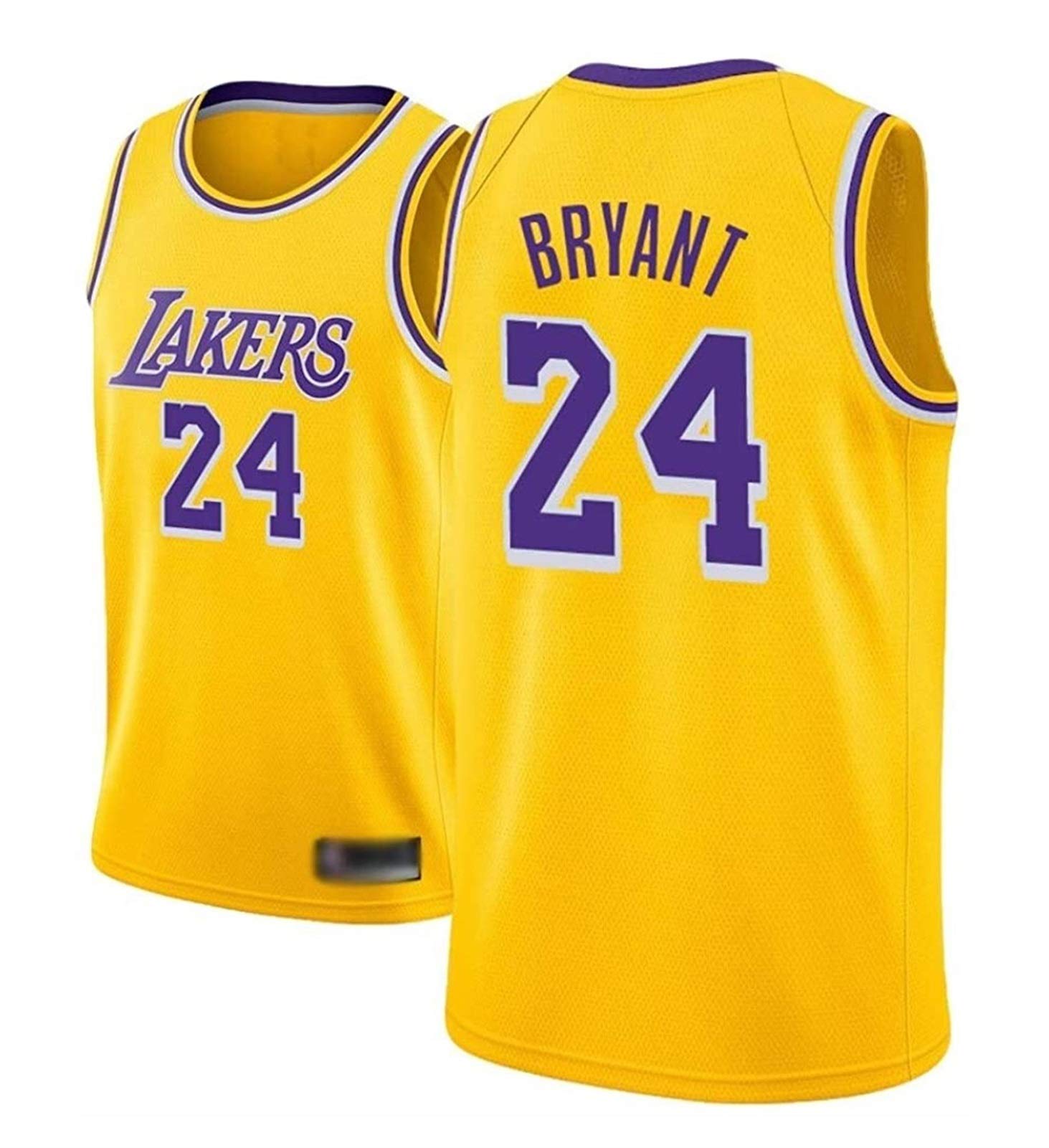 AMJUNM Men’s Women Jersey - Lakers 24# Kobe Bryant Jerseys Breathable Embroidered Basketball Swingman Jersey (Color : Yellow A, Size : XL)