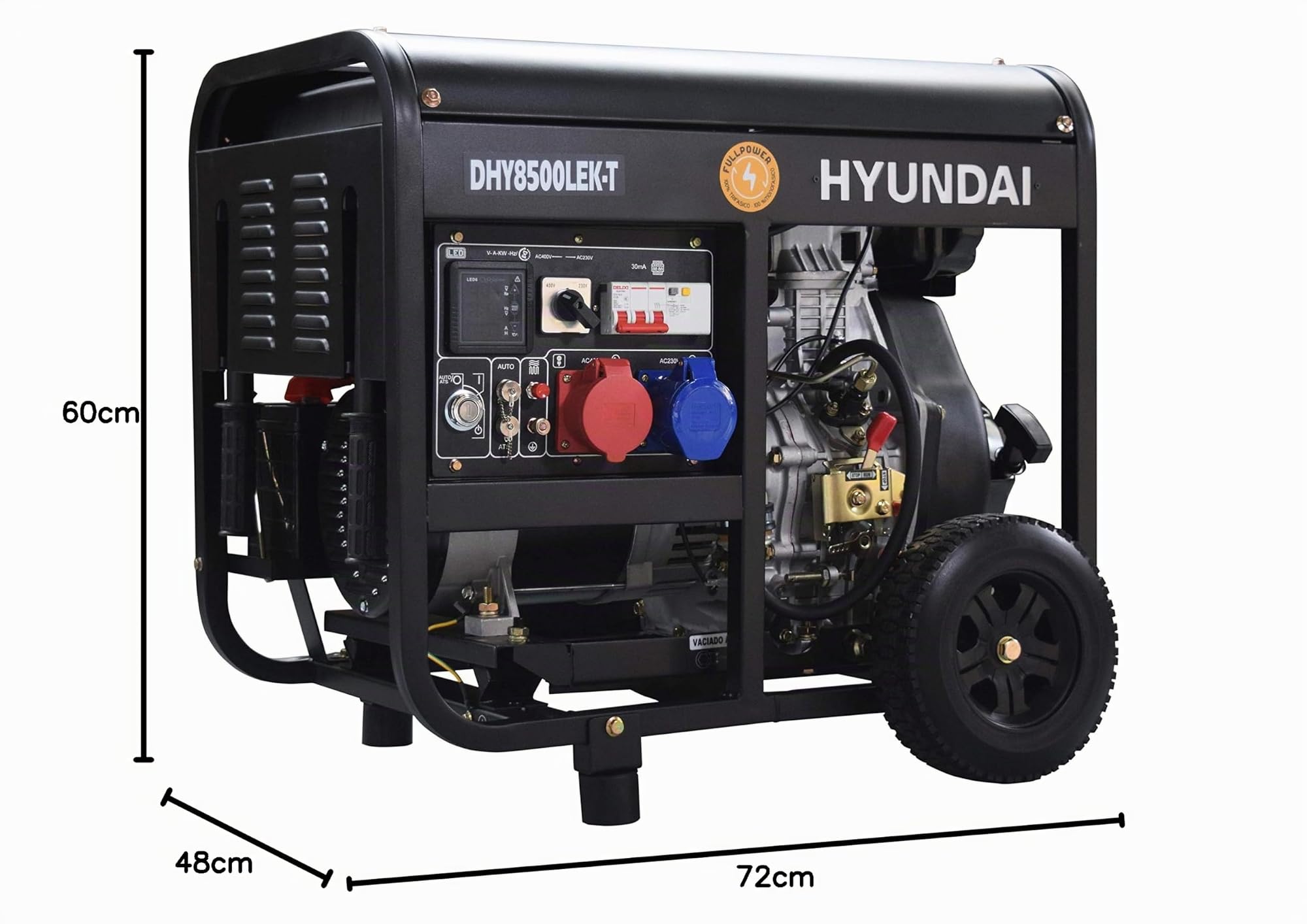 Hyundai DHY8500LEK-T Generador Diésel FullPower, Negro, Mediano