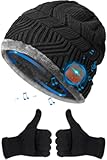 HIGHEVER Bluetooth Beanie Hat Stocking Stuffers for Men Women V5&period;0 Wireless Musical Bluetooth Cap Beanie with Speaker for Outdoor Winter Sport Tech Birthday Mens Gifts for Him&sol;Teens&sol;Boys&sol;Girls Black