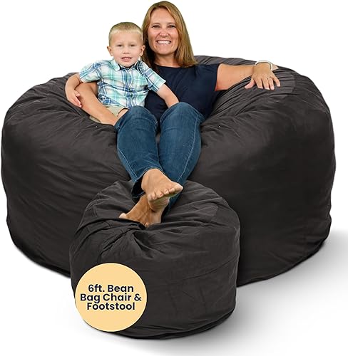 Miniatura 30 de Ultimate Sack - Puf con taburete para pies en varios tamaños y colores: Muebles gigantes con relleno de espuma: fundas lavables a máquina, costuras