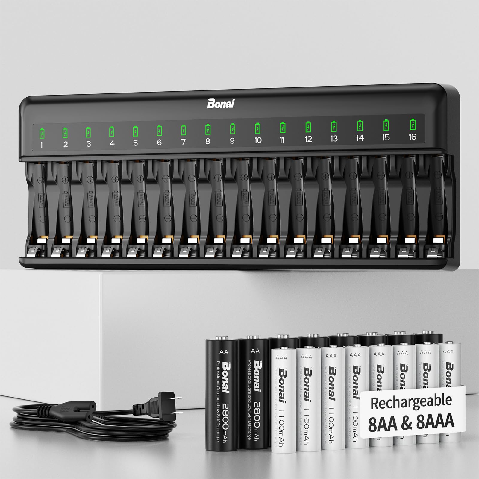 Bonai 16-bay battery charger kit