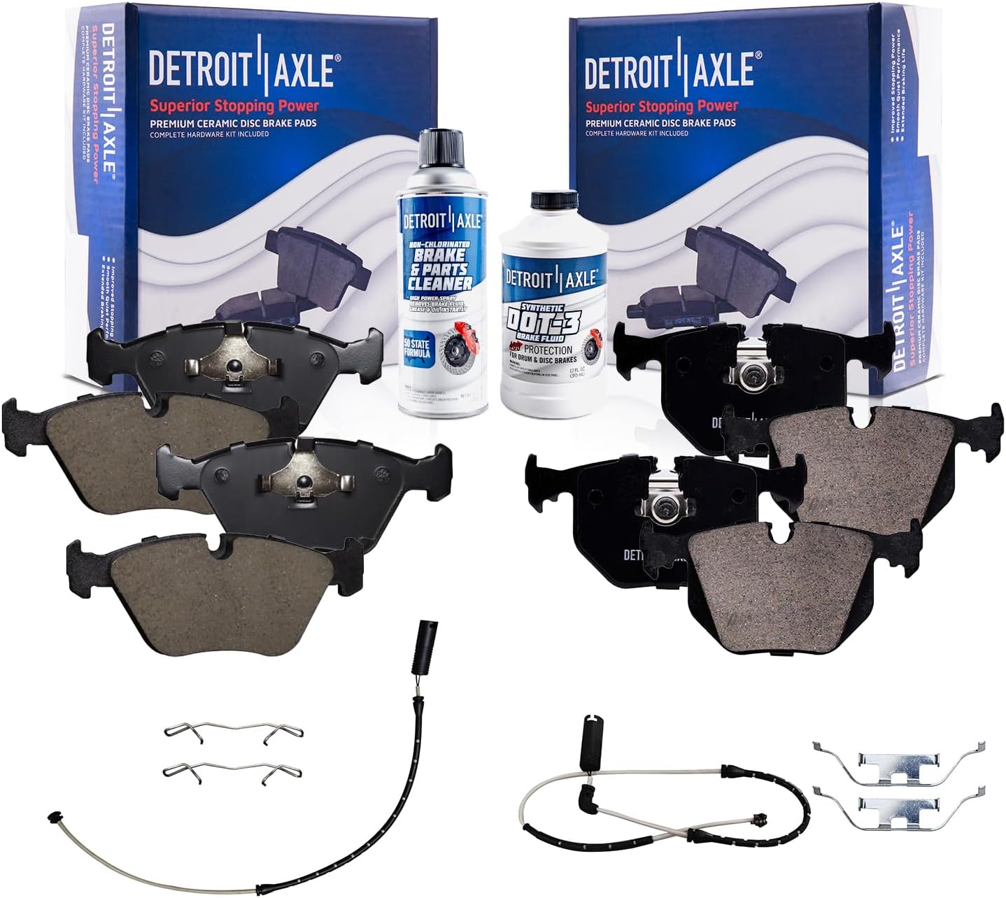 Detroit Axle - Brake Pads for 15-21 Ford Mustang, Front and Rear Ceramic Brake Pads w/Hardware 2015 2016 2017 2018 2019 2020 2021 Replacement