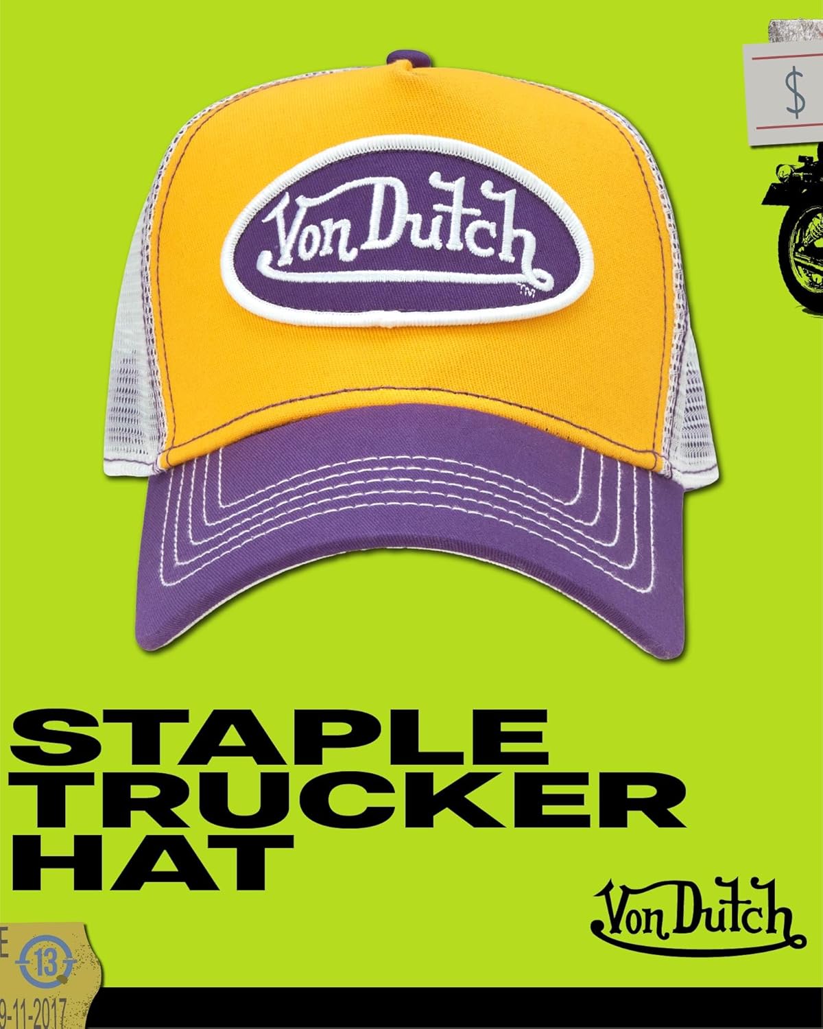 Von Dutch Unisex Trucker Hat - Curved Bill Mesh Back Retro Classic Colorblock Snapback Baseball Cap for Men and Women - Image 2