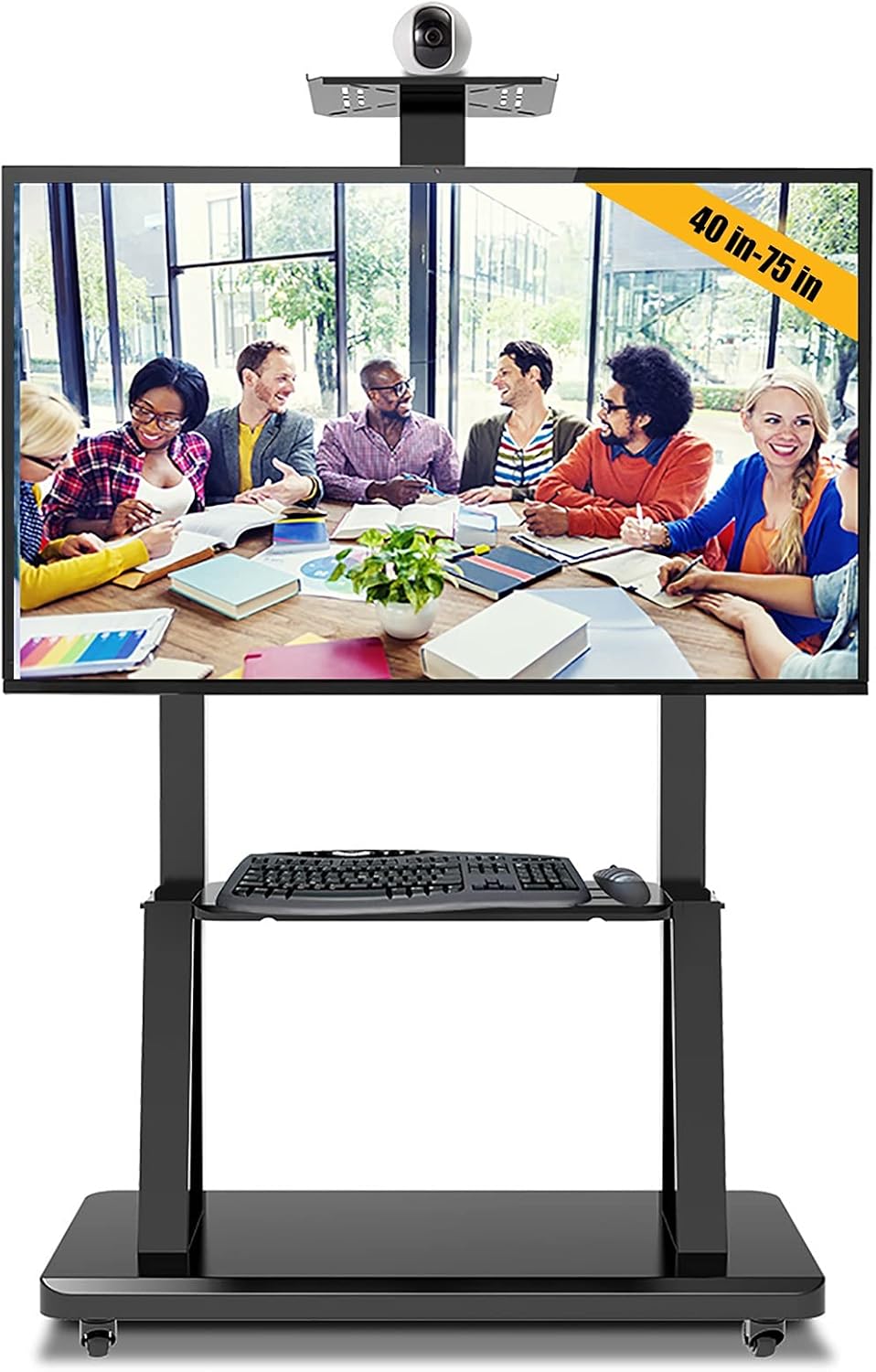 Amazon.co.jp ブラック TV カート ローリング TV スタンド 収納付き 5075インチ TV 対応 車輪付き自立式