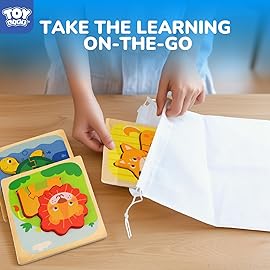 TOY Life Wooden Puzzles for Toddlers 2-4, Montessori Toys for 1 2 3 Year Old Boys Girls, Animals Puzzles Educational Learning Toys 2 Year Old, Christmas Birthdays Gifts for Grandkids Ages 1-3