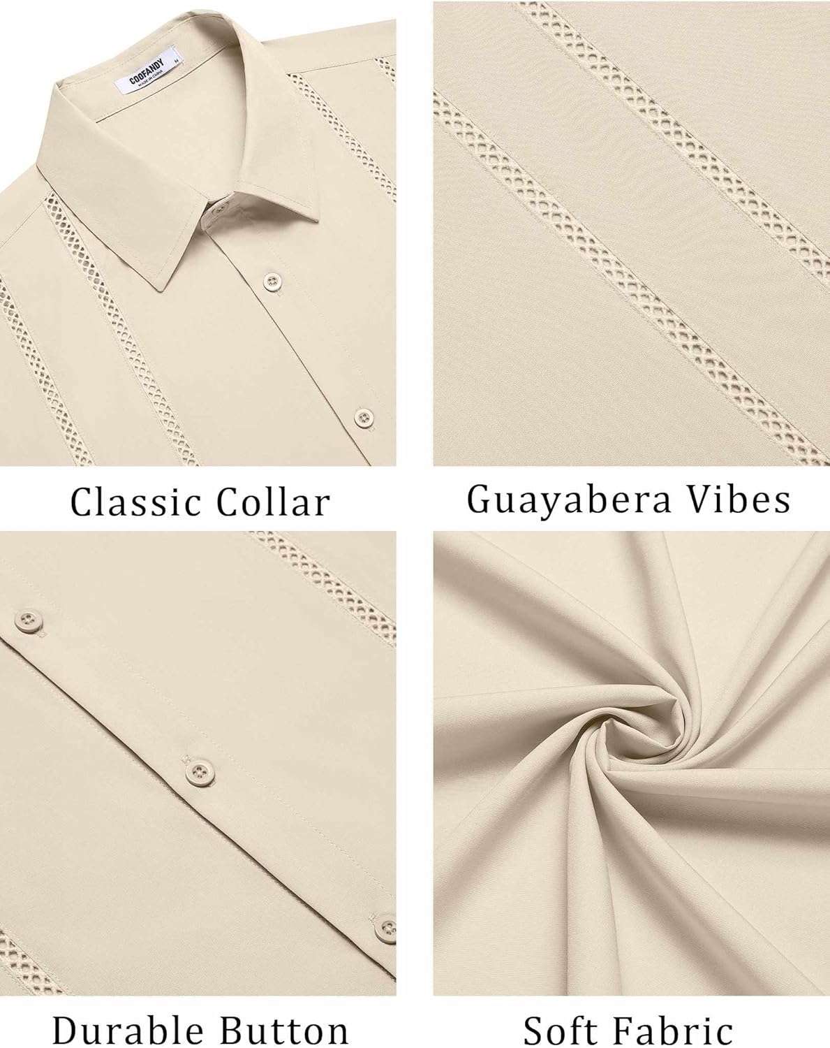 COOFANDY Men's Cuban Guayabera Shirt Summer Beach Vacation Shirt Casual Short Sleeve Button Down Resort Wear - Image 6