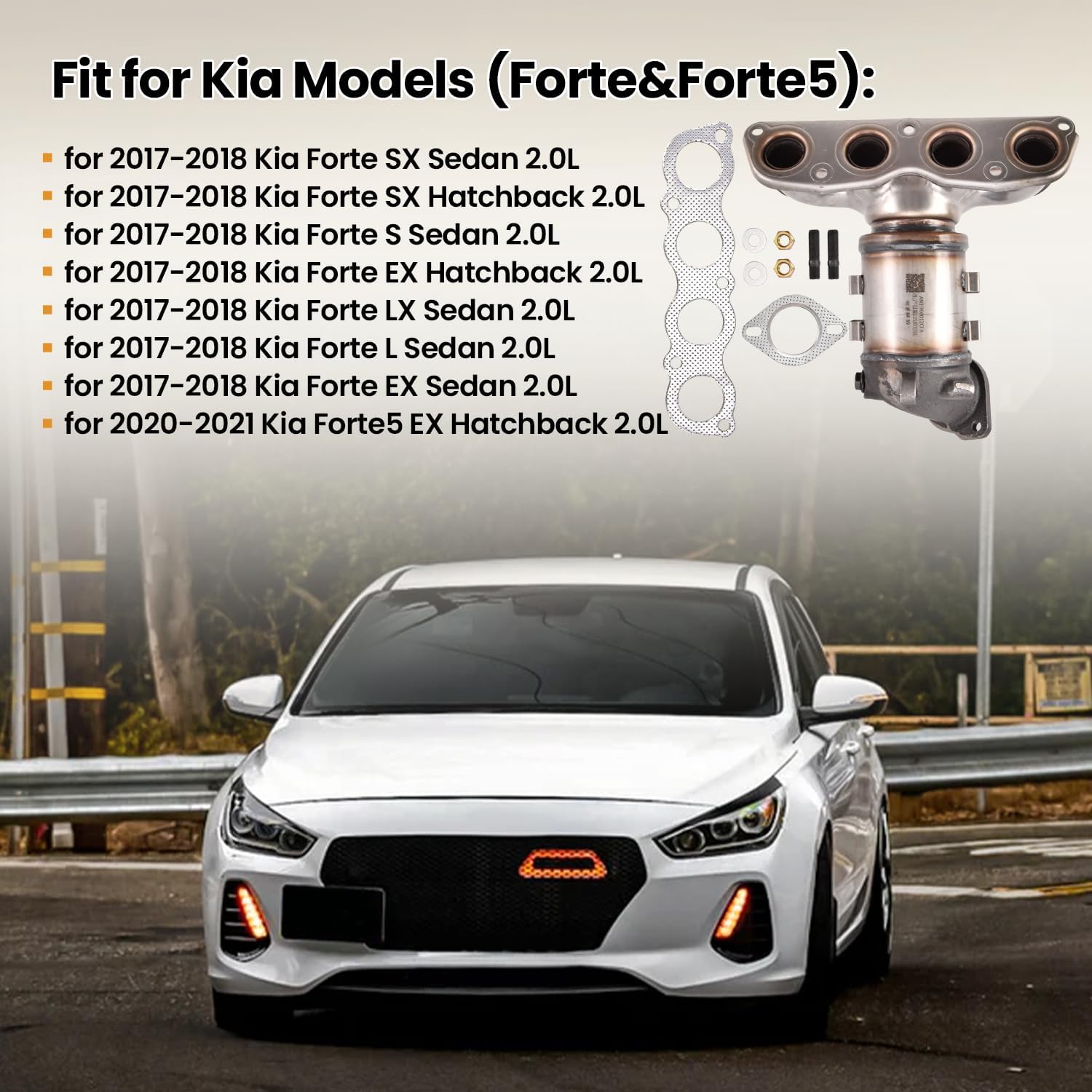 674-092 Front Catalytic Converter Fit for Hyundai Elantra 2.0L 2017-2020, for Kia Forte&Forte5 2.0L 2017-2021, Replace 28510-2EFB0 28510-2ESA0 28510-2ESB0 327-10007 327-10170 33369