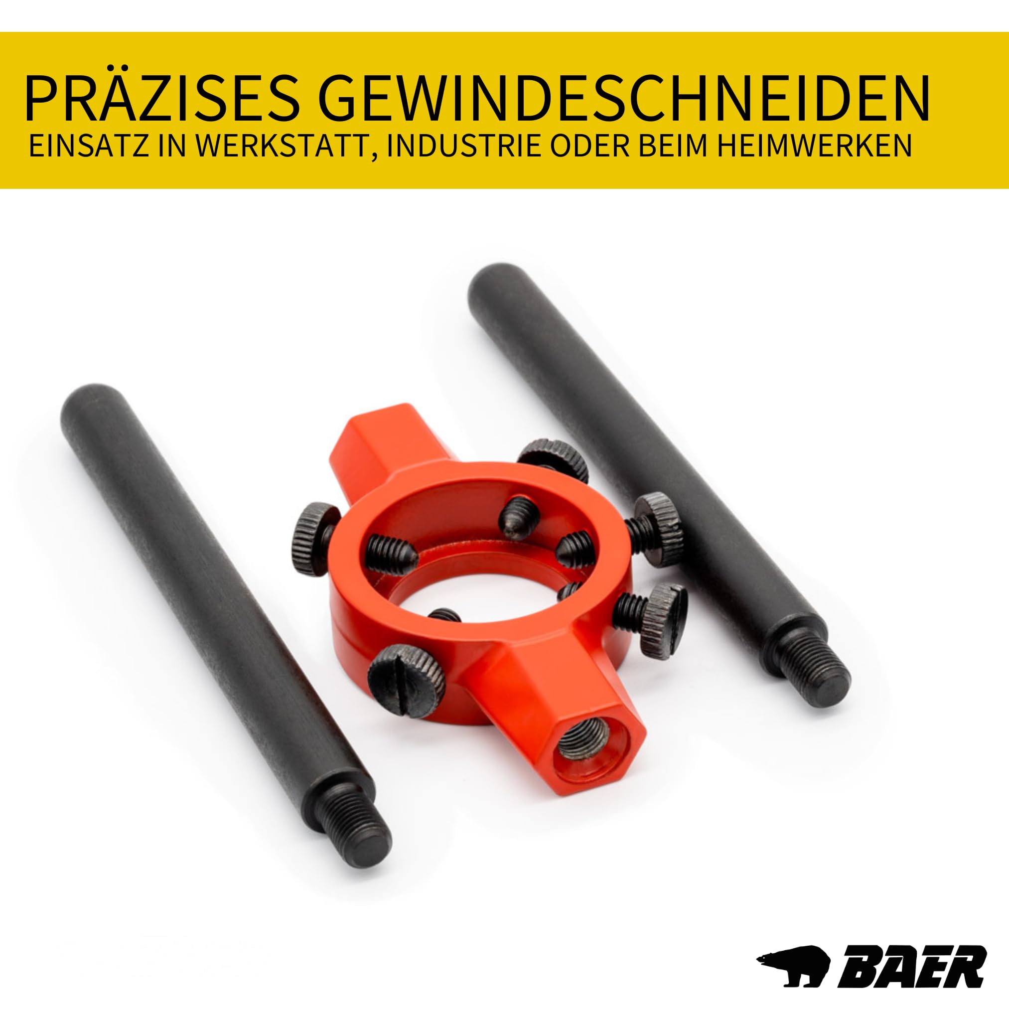 BAER Supporto per filiera 55 x 16 mm Pro, MF 22-26, G 5/8-3/4 – DIN 225 – Supporto per filiera – Filettatura esterna