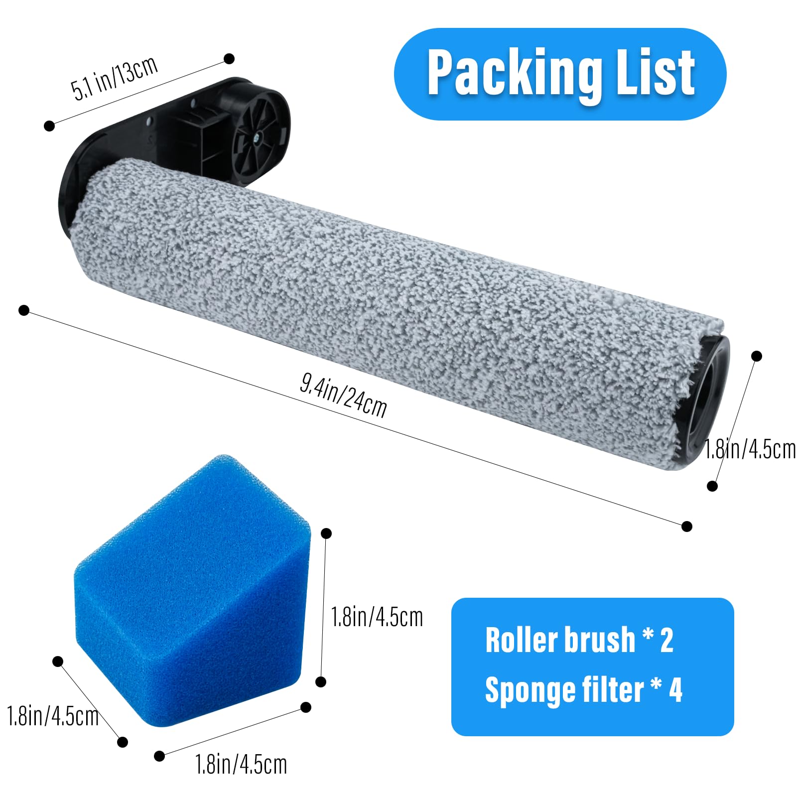 Zubehör Set für Eureka NEW430 & JONR ED12 – Ersatzteil für Nass- und Trockensauger, 2 Bürstenrollen + 4 Filter