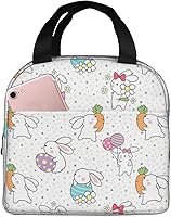 Vista 12 de Lonchera Kawaii con diseño de conejito rosa para mujeres y hombres, contenedor con aislamiento Kawaii Bunny con bolsillo frontal para trabajo