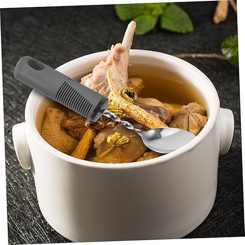 Miniatura 6 de 3 utensilios adaptativos con peso para ancianos con diseño de agitación de mano para un agarre cómodo, cubiertos ergonómicos para una alimentación