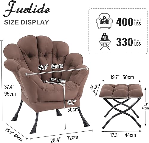 Miniatura 2 de Silla Lazy con otomana, moderna silla de lectura floral con reposapiés plegable, sillas de acento de salón, cómodos sillones de gran tamaño para