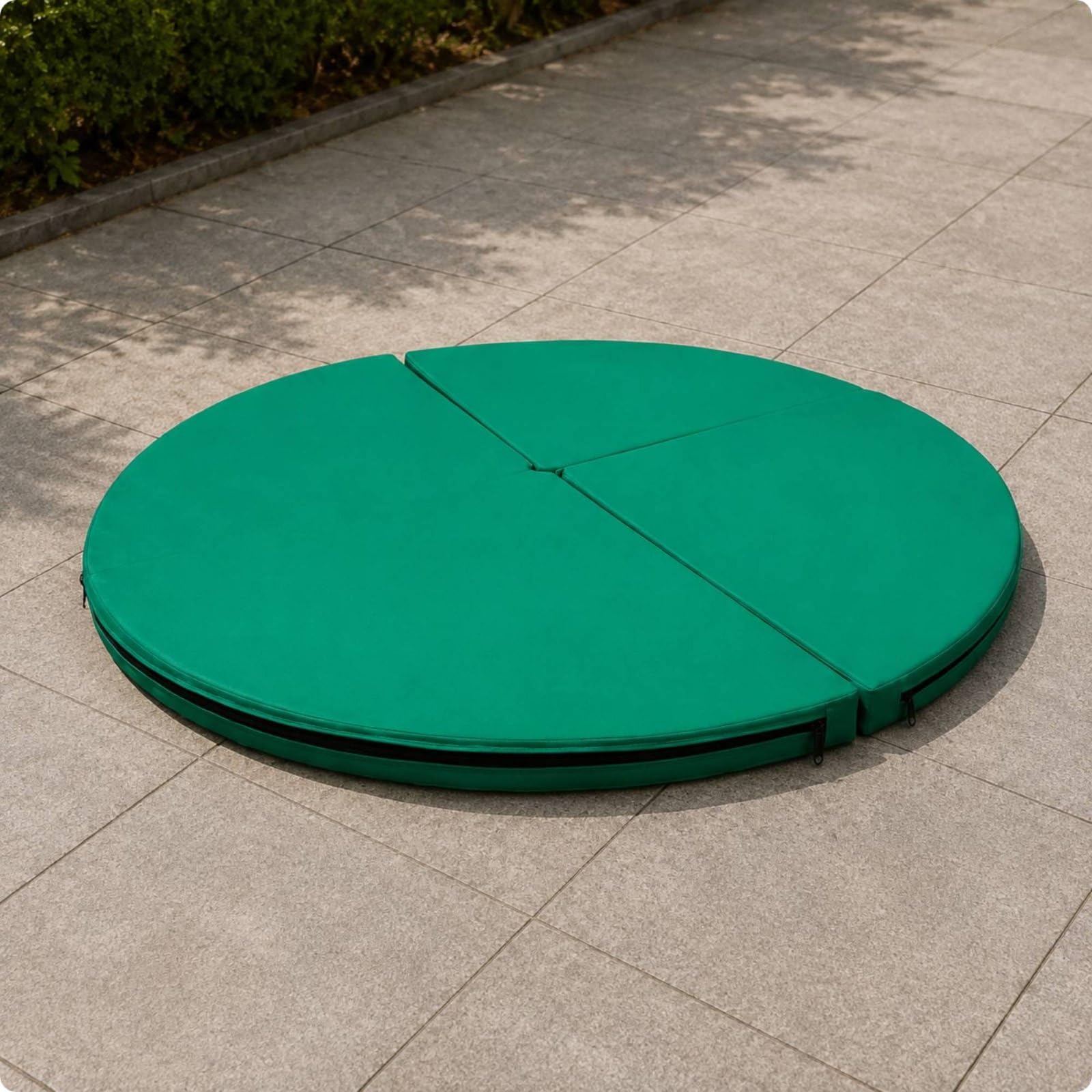 Tappetino Palestra Rotondo Tappeto Ginnastica Materassino Fitness Pad Pieghevole Spesso Ammortizzante in PU E Cotone per, Verde, Diametro 120cm, Spessore 5cm