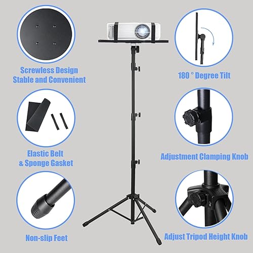 Miniatura 5 de Kereal Soporte de trípode para proyector de laptop, soporte de suelo portátil universal para equipos de DJ, oficina, escenario, estudio, podio
