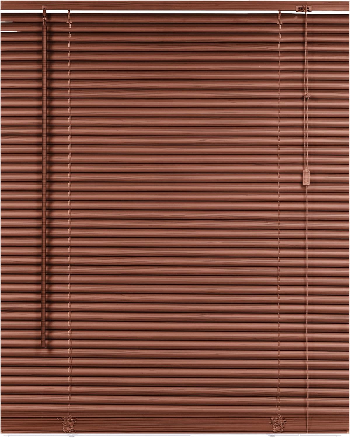 REHAN & CO PVC Wooden Grain Venetian Blinds 25mm Slats - Made to Measure Wood Effect Windows Blind, Easy Fit Child Safe Shutters for Home & Office (Walnut, 105W x 213H cm)