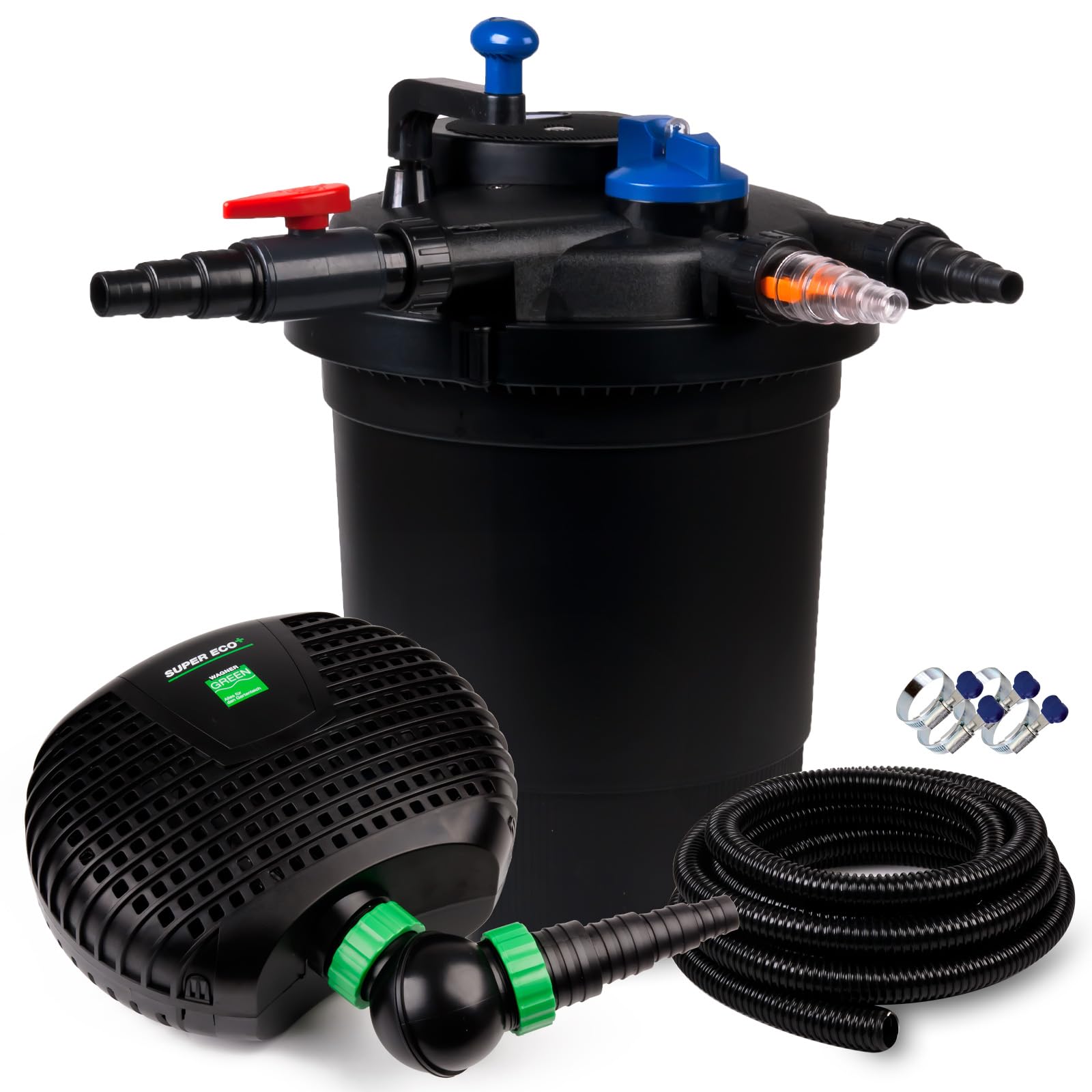 Wagner Green Teichfilter-Set GPF 10000 | Druckfilter Komplettset mit Pumpe 42 Watt, UVC Teichklärer Lampe und Teichschlauch