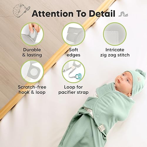 Miniatura 8 de KeaBabies Paquete de 3 pañales para recién nacidos, niñas, niños con sombreros, sacos de dormir suaves y orgánicos, juego de gorros transpirables