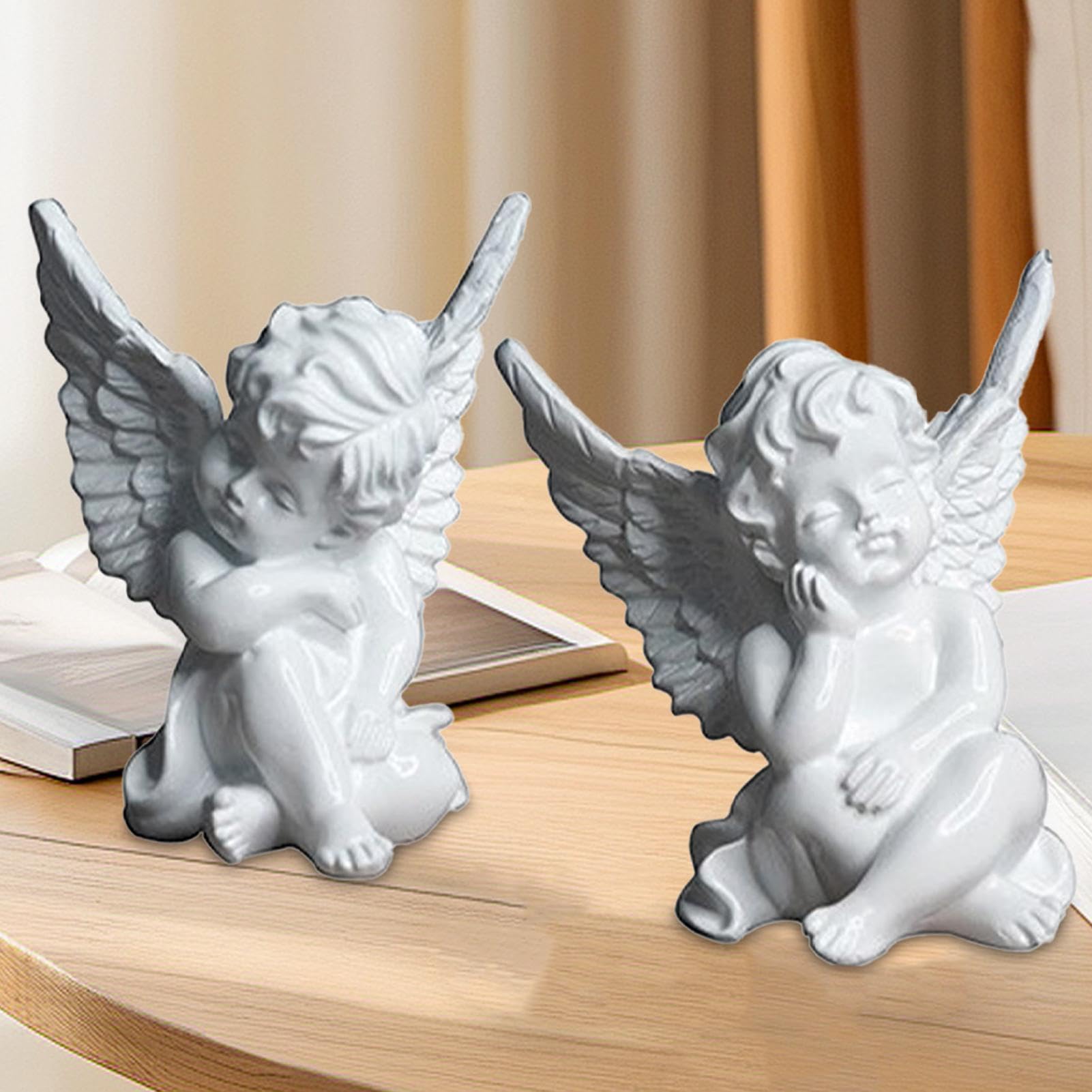 Engelsfigur Aus Kunstharz – „Lesender Engel“, 10,2 Cm, Weiß, Für Innen & Außen, Als Garten-Deko Oder Gedenkstatue
