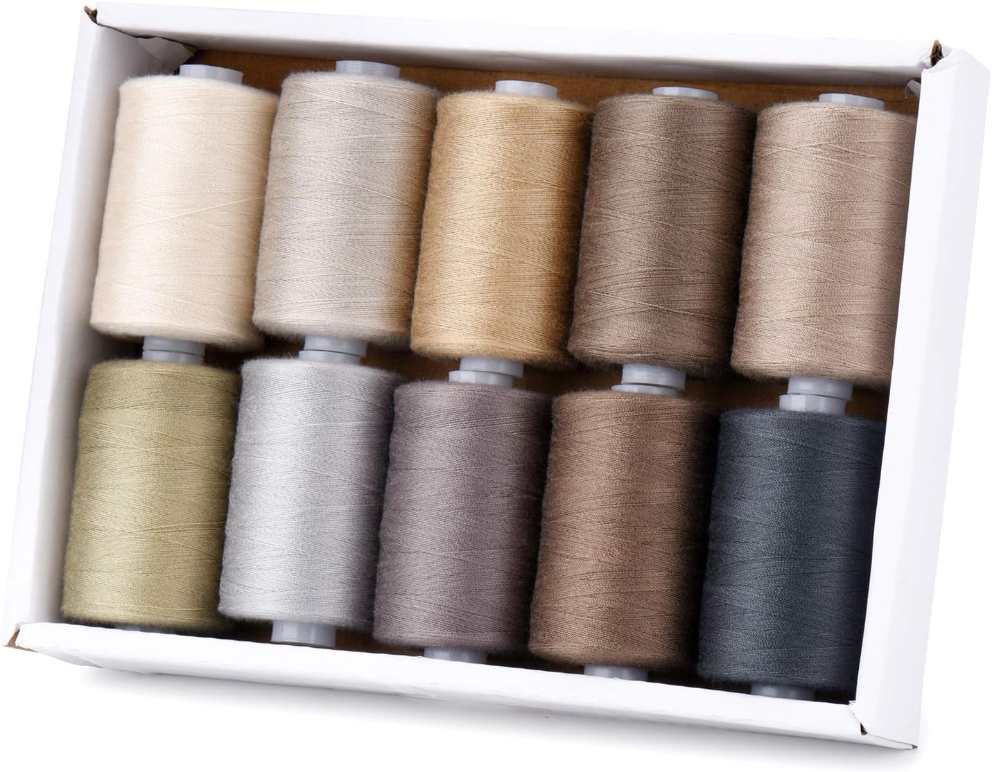 Sewing Thread 10 Colors 1000 Yards Per Spool 40S/2 Polyester Options for Sewing Machine,Embroidery Machine,Hand Sewing(Brown)