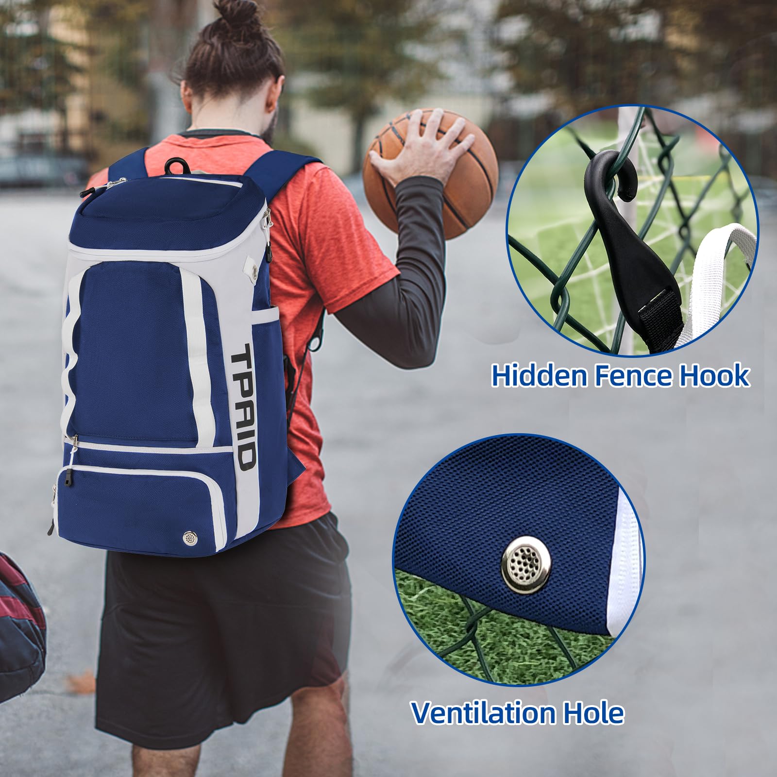 KINGSLONG Mochila de Baloncesto Bolsa para Equipo con Compartimento para Pelotas y Zapatos
