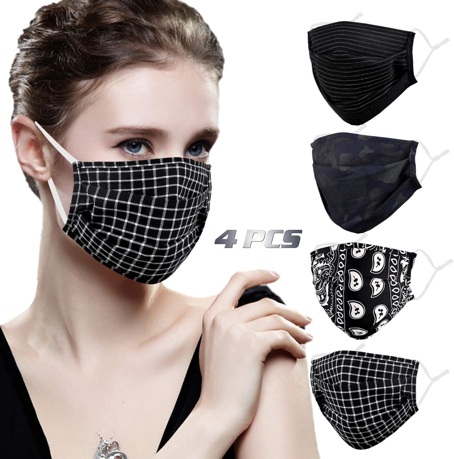 Genovega Stylish Face Mask with Adjustable Ear Loops, Folding Breathable Decorative Facemask for Women Man