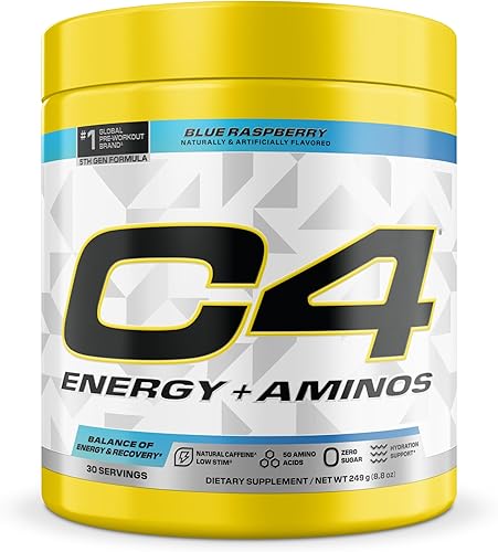 Miniatura 11 de Cellucor C4 Energía + Polvo de Aminoácidos | Jolly Rancher Cereza | 5g de BCAAs y EAAs para la Recuperación Muscular, 3 Electrolitos para la
