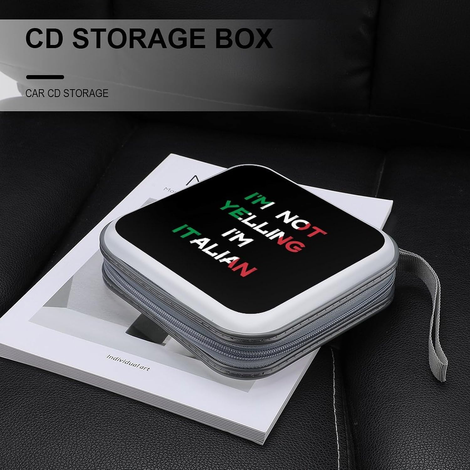 I'M Not Yelling I'M Italian CD Case Portable DVD Storage Box CD Wallet Holder Binder Organizer for Car Home