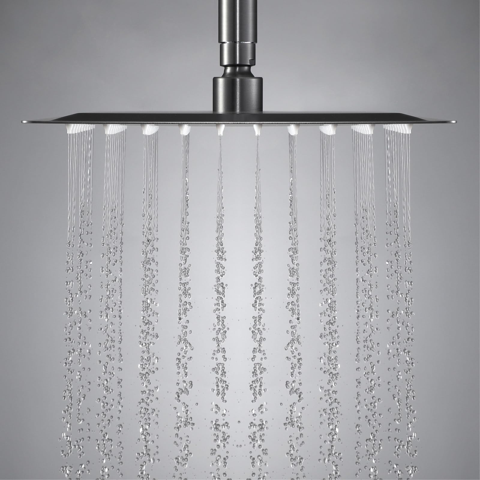 Rociador Ducha Efecto Lluvia, Alcachofa de Ducha Grande con Filtro Antical, Acero Inoxidable 304, 360° Giro, Conexión G1/2, Gris
