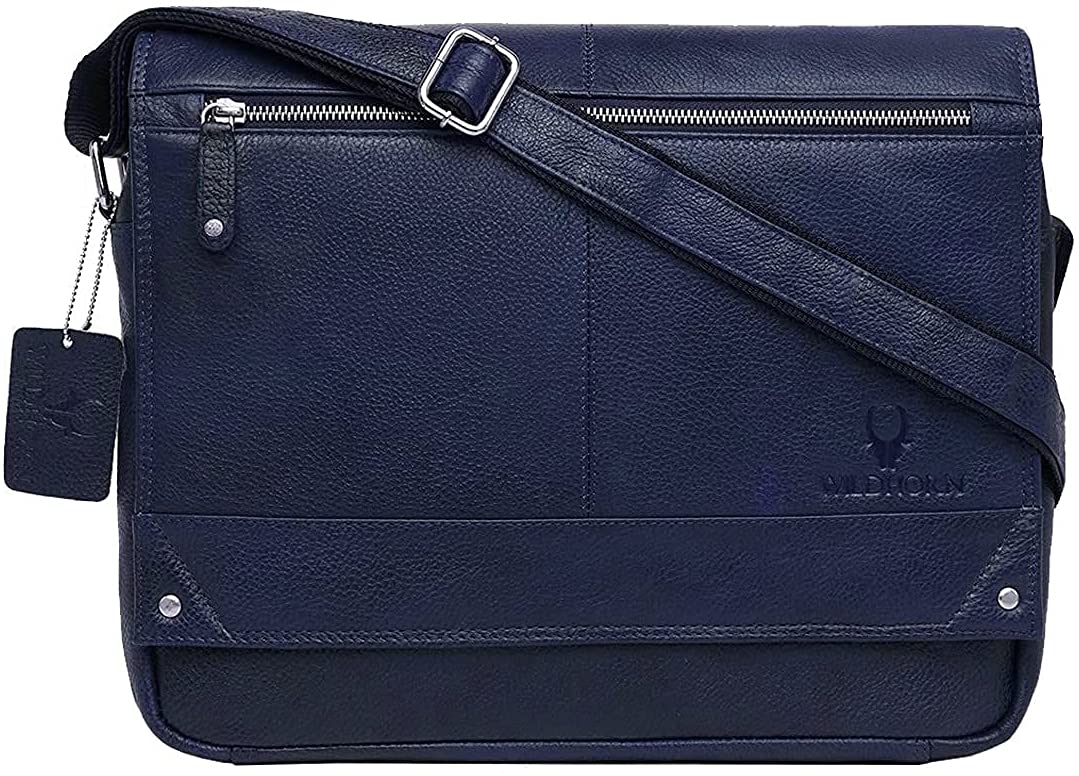 WildHorn Genuine Leather Brown 15.5 inch Laptop Messenger Bag DIMENSION : L-15 inch W-3 inch H-12 inch (NAVY BLUE) (B09BR6RWGM) Amazon Price History, Amazon Price Tracker
