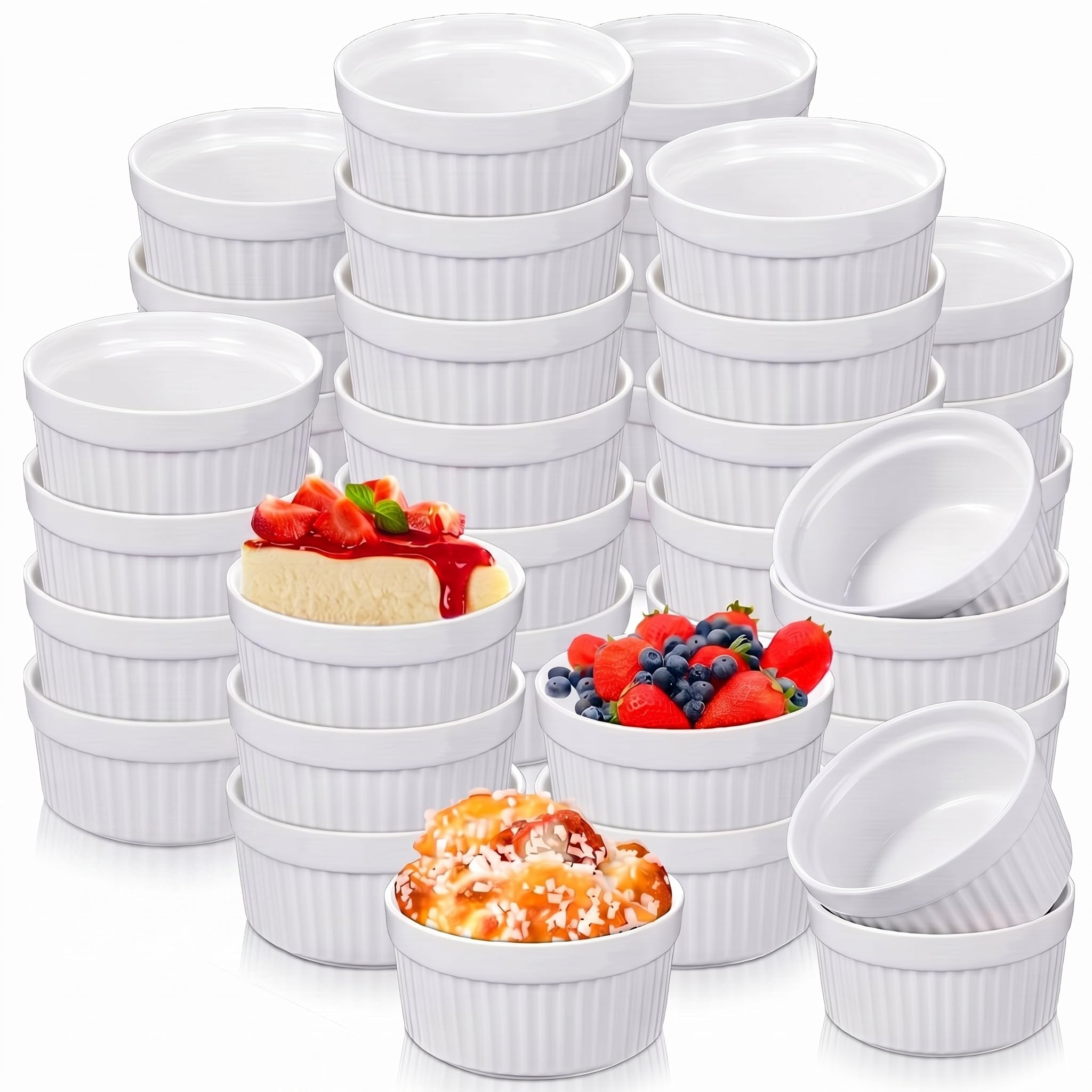 Xinnun 48 Pcs 4 oz Ramekins Creme Brulee Dishes Oven Safe - ramekins and souffle dishes | Mubboo