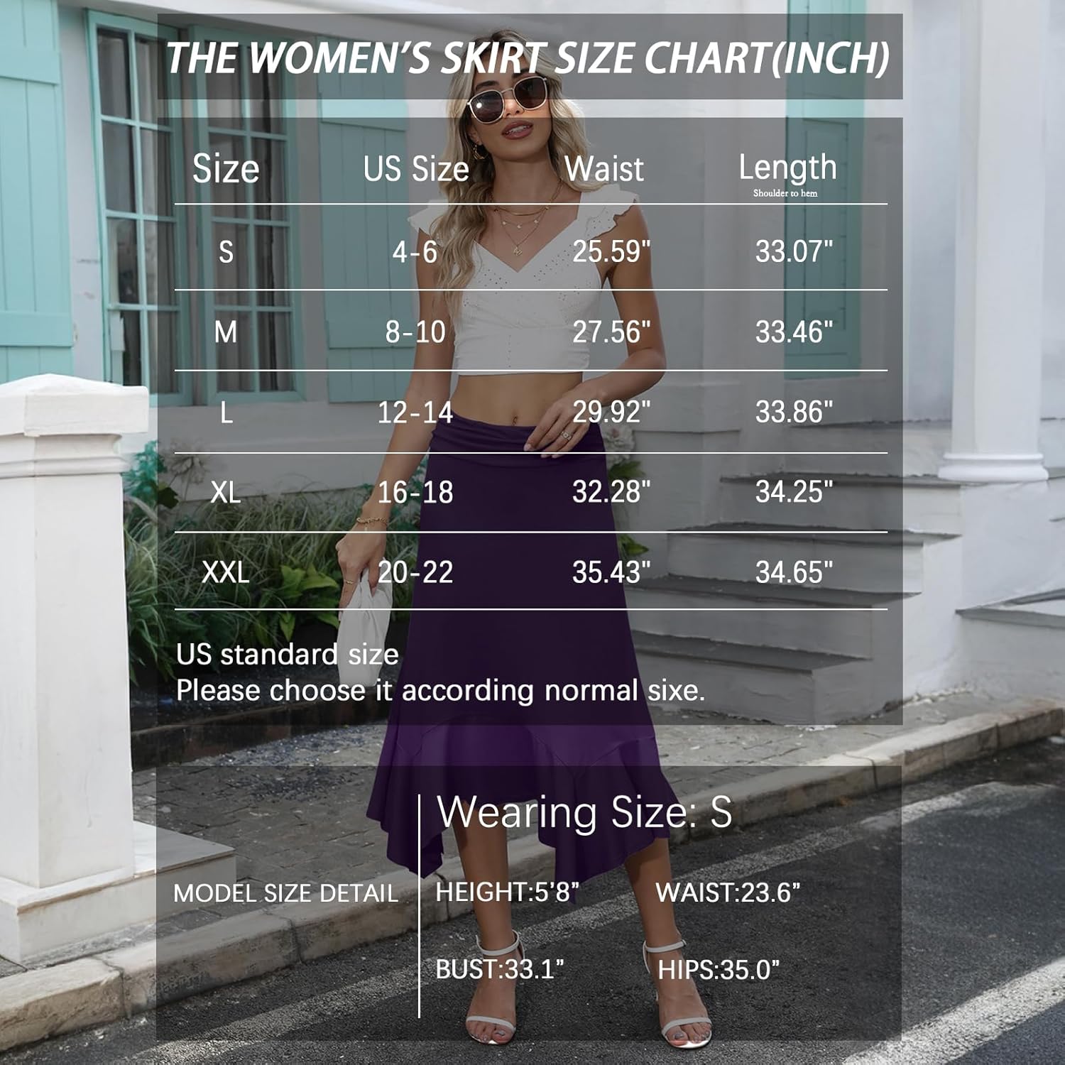 Midi Skirts for Women High Waisted Asymmetrical Handkerchief Hem Fold Over Waist Flowy Casual Summer Soft Knit Skirt - Image 5