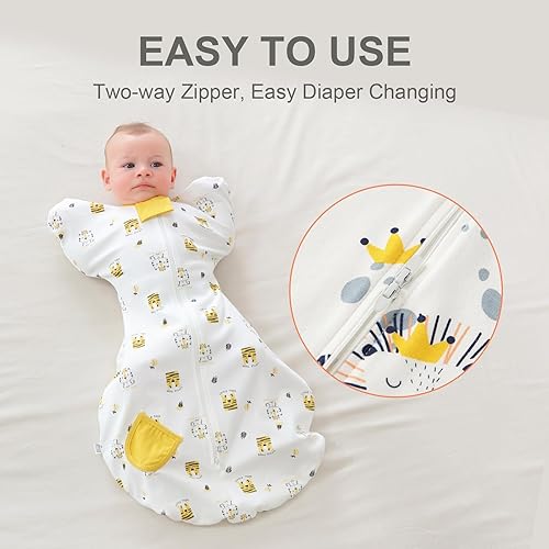 Miniatura 5 de Manta para bebé con cremallera de 2 vías, 100% algodón, suave y cómoda, saco de dormir para bebé, saco de dormir de transición 1.0 TOG gatitos