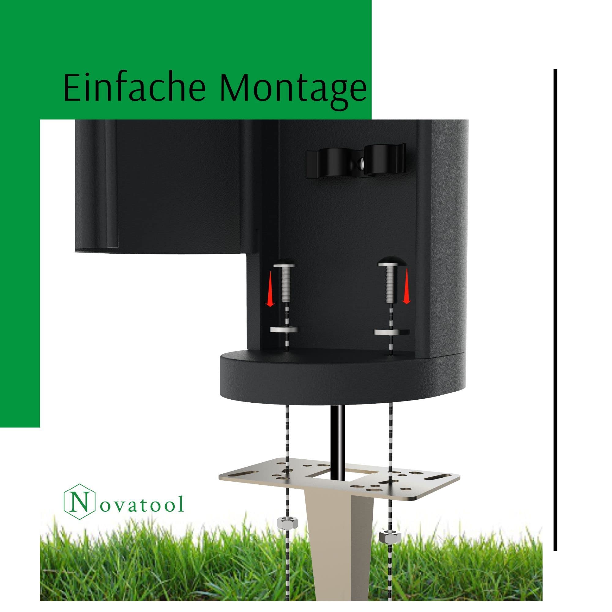 Novatool 2x Steckdosenturm 2-fach außen Anthrazit rund mit Blende IP44 mit Erdspieß Steckdose Aussen Gartensteckdose Outdoor Steckdosesäule Garten Steckdosenturm